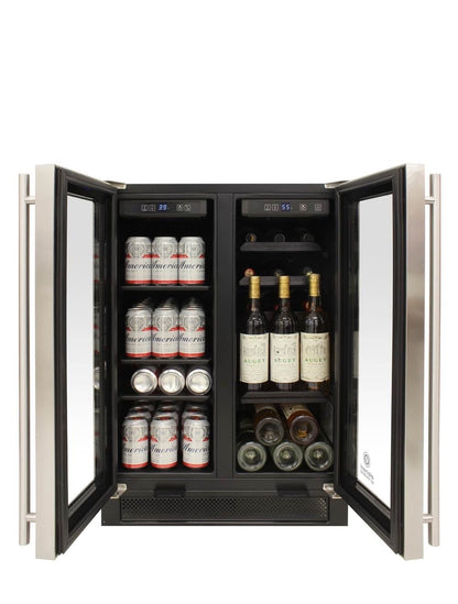Vinotemp Residential Vinotemp 21 Bottle 55 Can Dual Zone French Door Wine and Beverage Fridge EL-BWC103-03