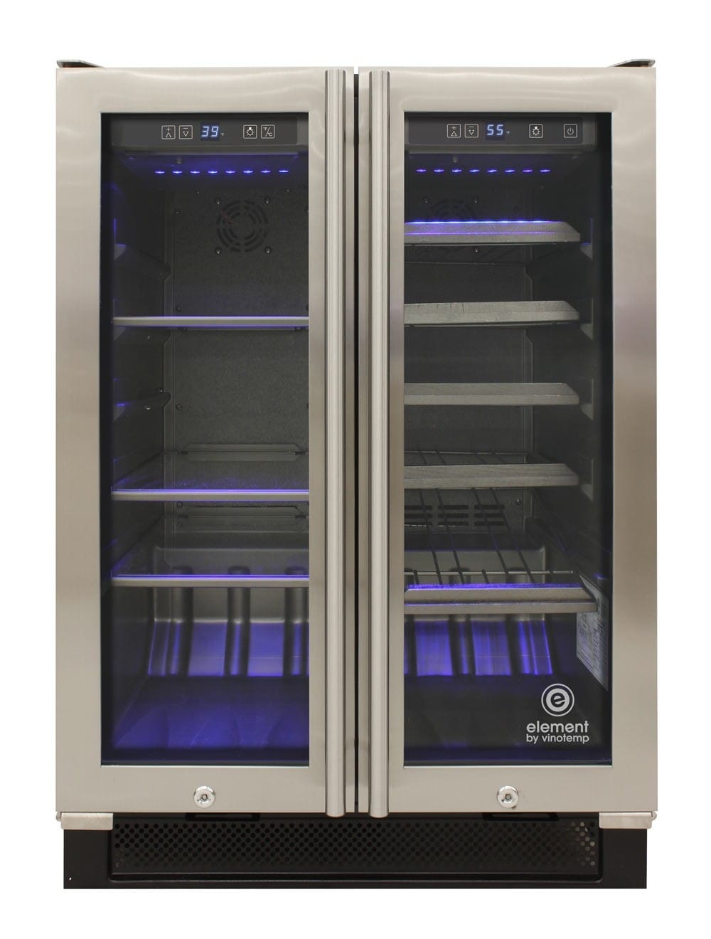 Vinotemp Residential Vinotemp 21 Bottle 55 Can Dual Zone French Door Wine and Beverage Fridge EL-BWC103-03