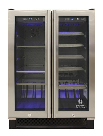 Vinotemp Residential Vinotemp 21 Bottle 55 Can Dual Zone French Door Wine and Beverage Fridge EL-BWC103-03