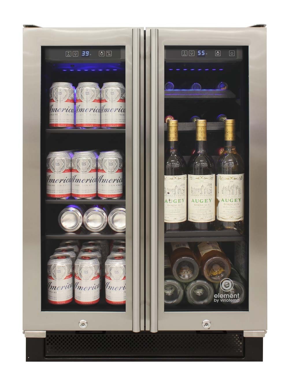 Vinotemp Residential Vinotemp 21 Bottle 55 Can Dual Zone French Door Wine and Beverage Fridge EL-BWC103-03