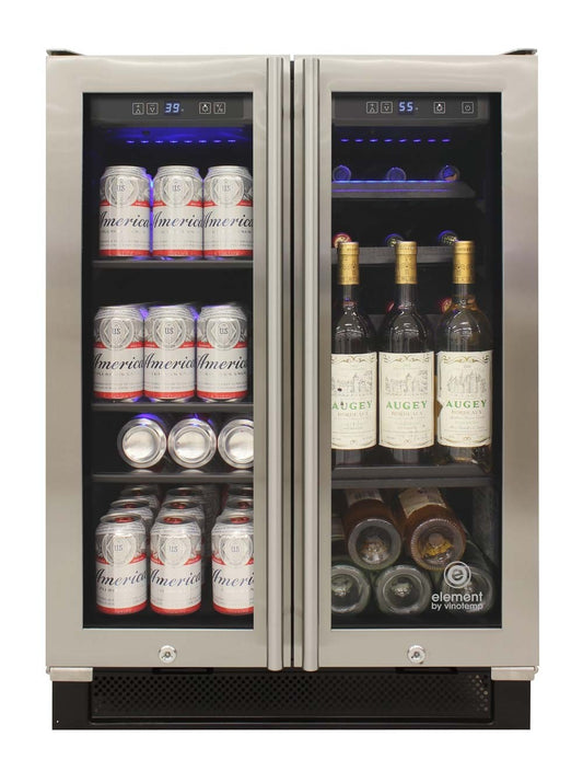 Vinotemp Residential Vinotemp 21 Bottle 55 Can Dual Zone French Door Wine and Beverage Fridge EL-BWC103-03