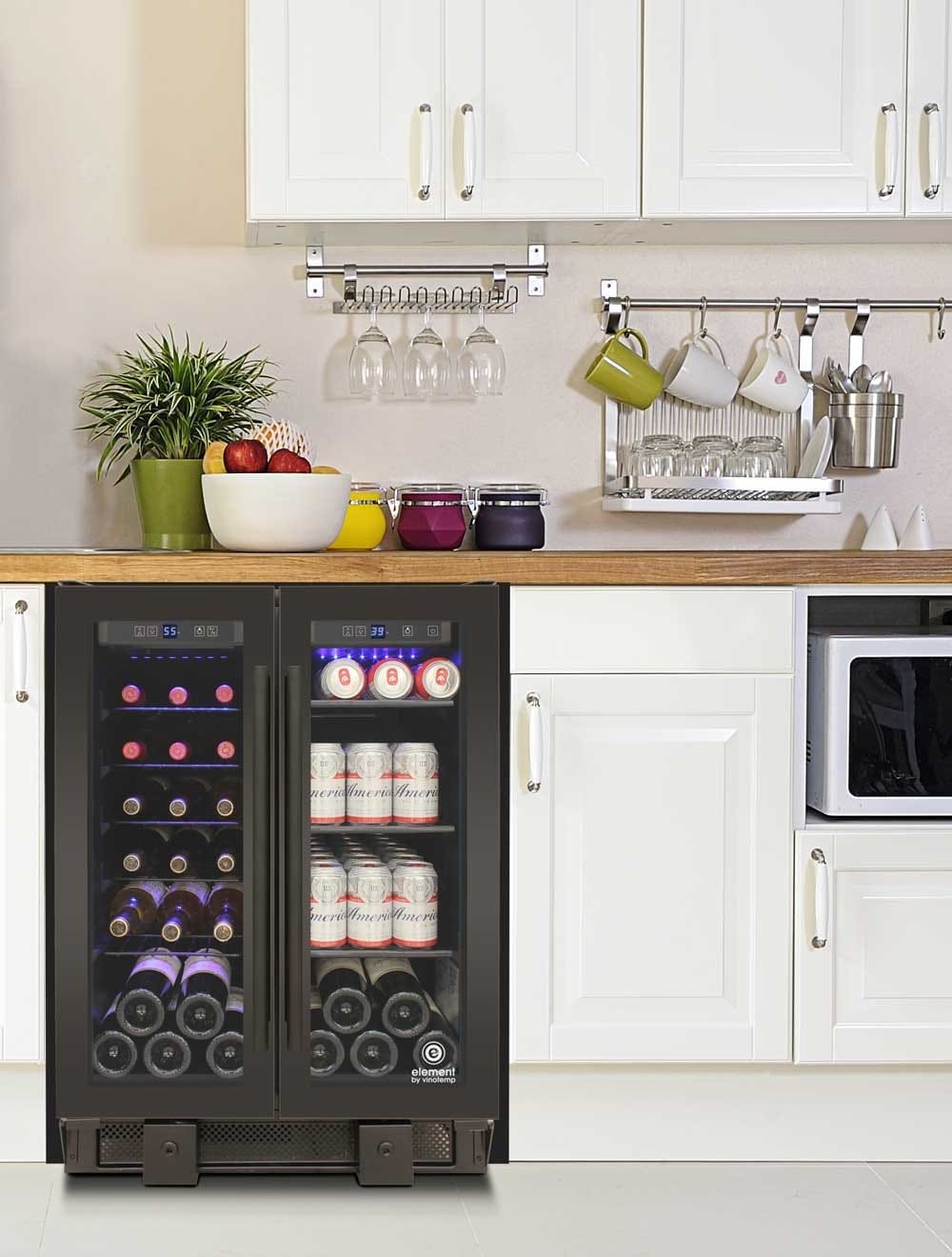 Vinotemp Residential Vinotemp 24 Bottle 58 Can Dual Zone French Door Wine and Beverage Fridge EL-BWC102-02