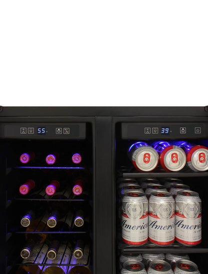 Vinotemp Residential Vinotemp 24 Bottle 58 Can Dual Zone French Door Wine and Beverage Fridge EL-BWC102-02