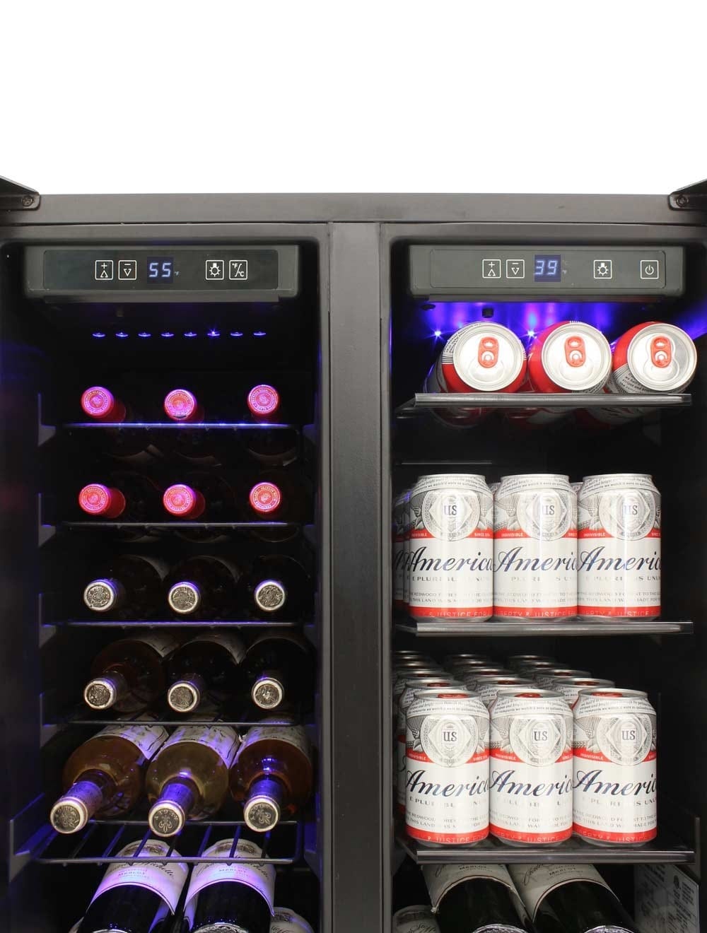 Vinotemp Residential Vinotemp 24 Bottle 58 Can Dual Zone French Door Wine and Beverage Fridge EL-BWC102-02