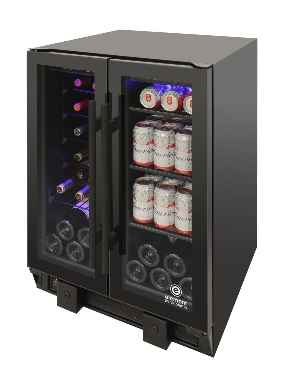 Vinotemp Residential Vinotemp 24 Bottle 58 Can Dual Zone French Door Wine and Beverage Fridge EL-BWC102-02
