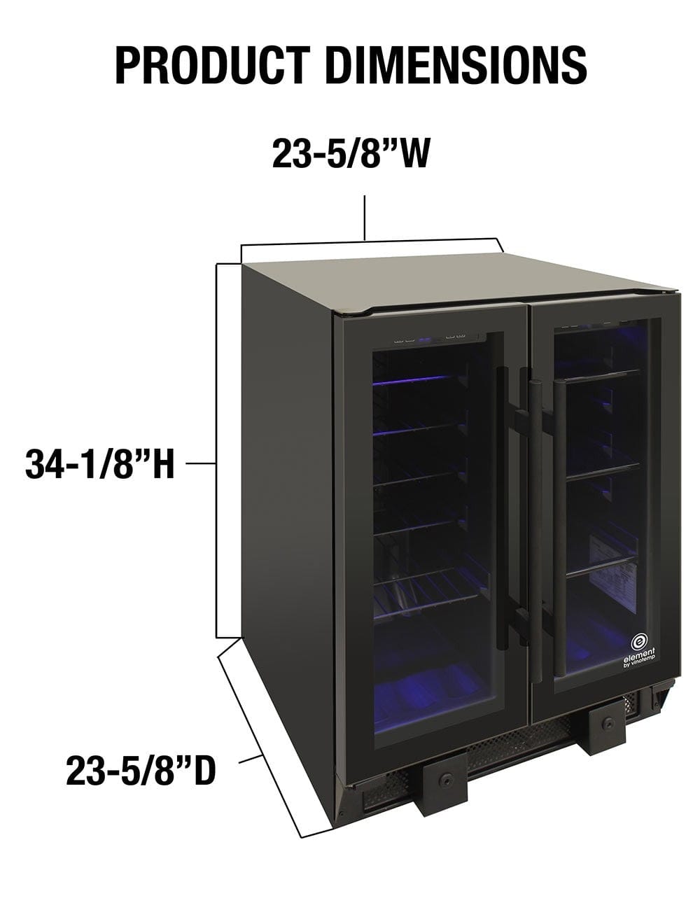Vinotemp Residential Vinotemp 24 Bottle 58 Can Dual Zone French Door Wine and Beverage Fridge EL-BWC102-02
