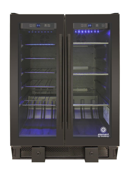Vinotemp Residential Vinotemp 24 Bottle 58 Can Dual Zone French Door Wine and Beverage Fridge EL-BWC102-02