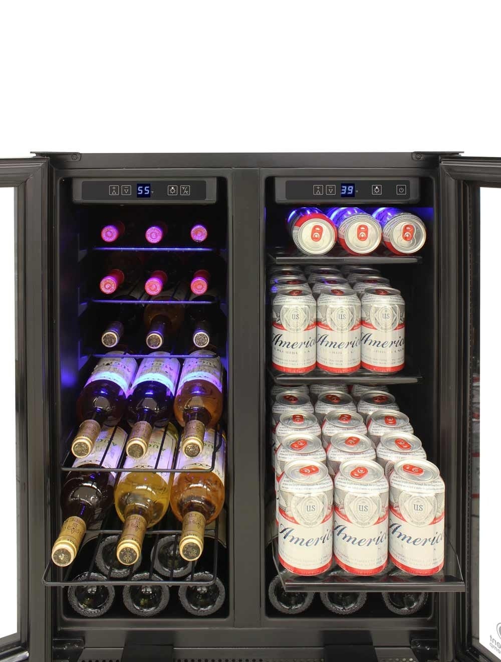 Vinotemp Residential Vinotemp 24 Bottle 58 Can Dual Zone French Door Wine and Beverage Fridge EL-BWC102-02