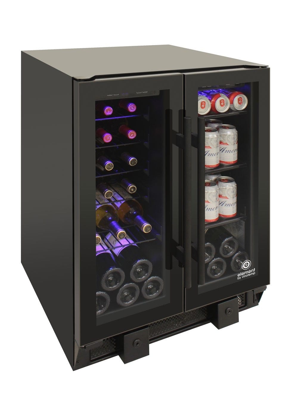 Vinotemp Residential Vinotemp 24 Bottle 58 Can Dual Zone French Door Wine and Beverage Fridge EL-BWC102-02