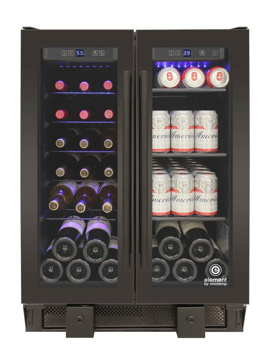 Vinotemp Residential Vinotemp 24 Bottle 58 Can Dual Zone French Door Wine and Beverage Fridge EL-BWC102-02