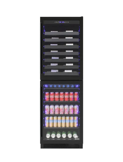 Vinotemp Residential Vinotemp 98 Bottle 200 Can Dual Zone Wine and Beverage Fridge Black EL-100WBC-TS