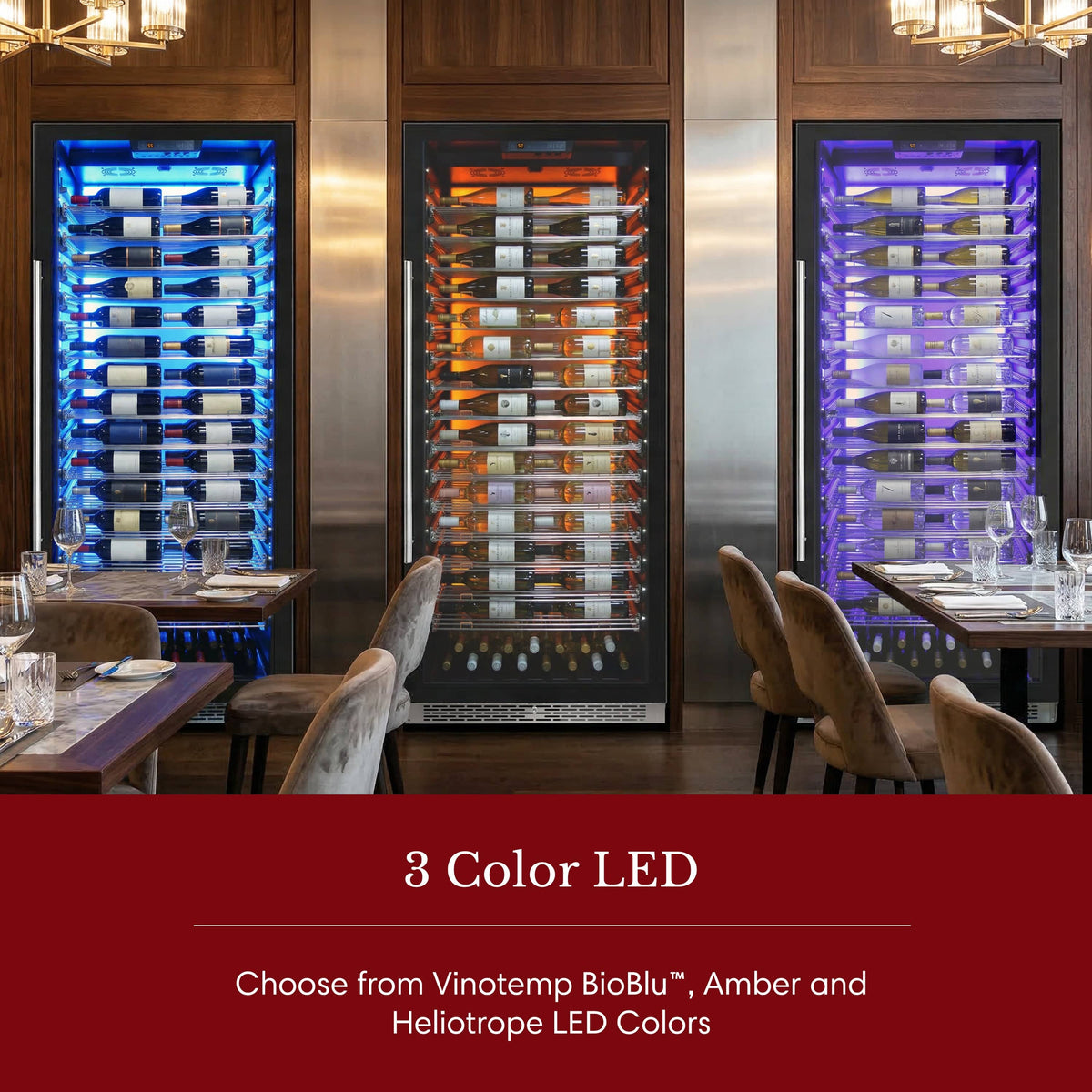 Vinotemp Residential Vinotemp Backlit 188 Bottle Single Zone 30" Commercial Wine Fridge Black EL-300COMM