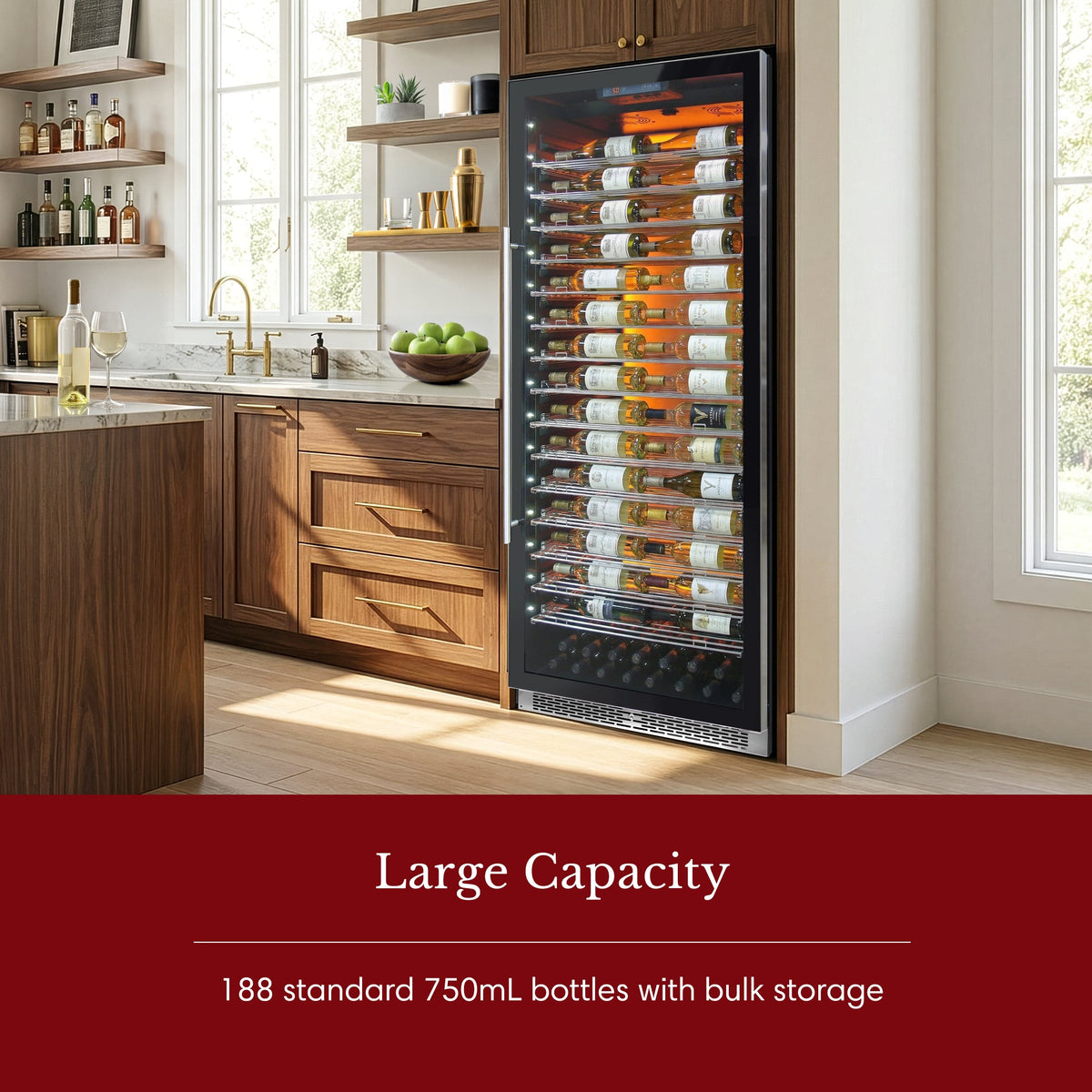 Vinotemp Residential Vinotemp Backlit 188 Bottle Single Zone 30" Commercial Wine Fridge Black EL-300COMM