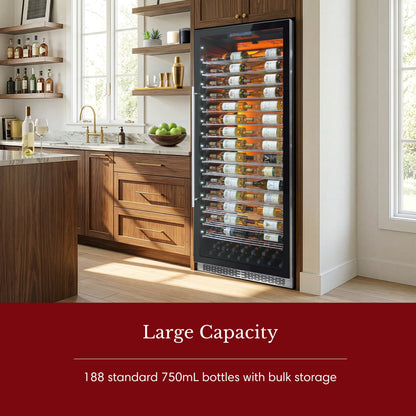Vinotemp Residential Vinotemp Backlit 188 Bottle Single Zone 30" Commercial Wine Fridge Black EL-300COMM