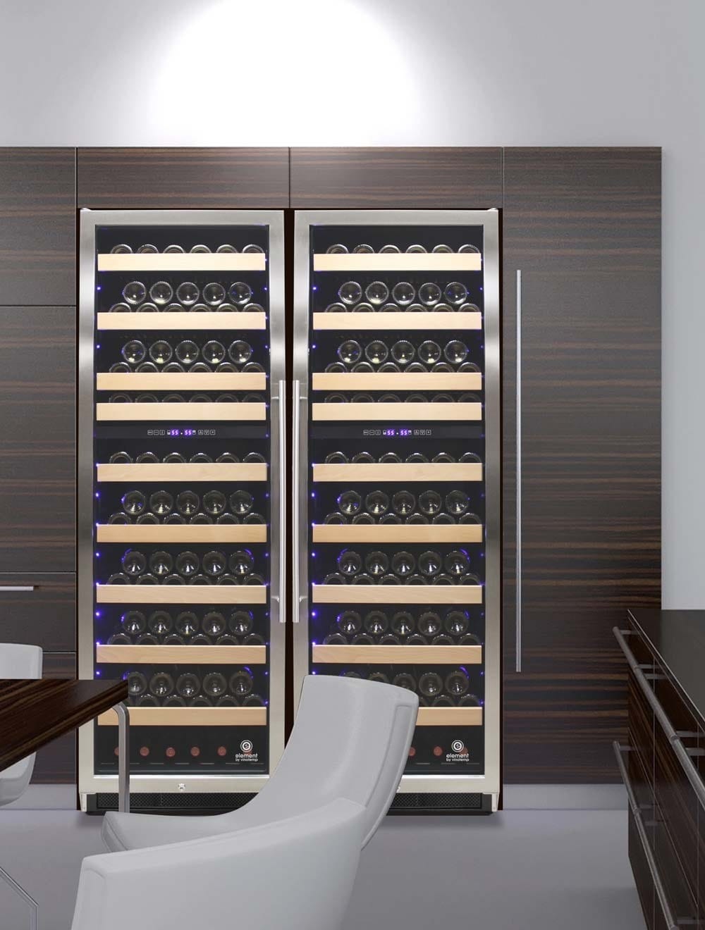 Vinotemp Residential Vinotemp Connoisseur 168 Bottle Dual Zone 24" Wine Fridge Black EL-168WCST