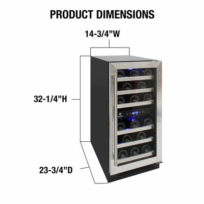 Vinotemp Residential Vinotemp Connoisseur 28 Bottle Dual Zone 15" Compact Wine Fridge EL-WCU113-03