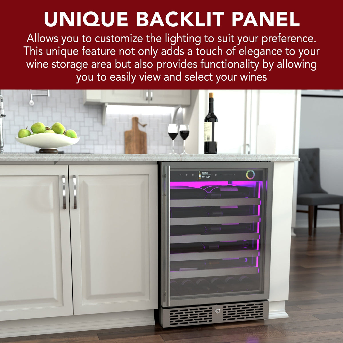 Vinotemp Residential Vinotemp Vinoglow 41 Bottle Single Zone Wine Fridge Stainless Steel VTWC041EVGSS