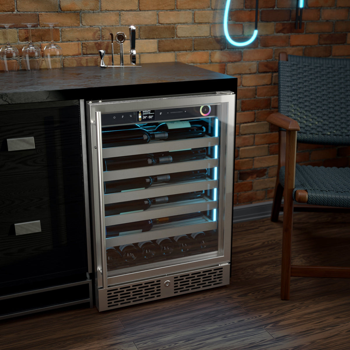 Vinotemp Residential Vinotemp Vinoglow 41 Bottle Single Zone Wine Fridge Stainless Steel VTWC041EVGSS